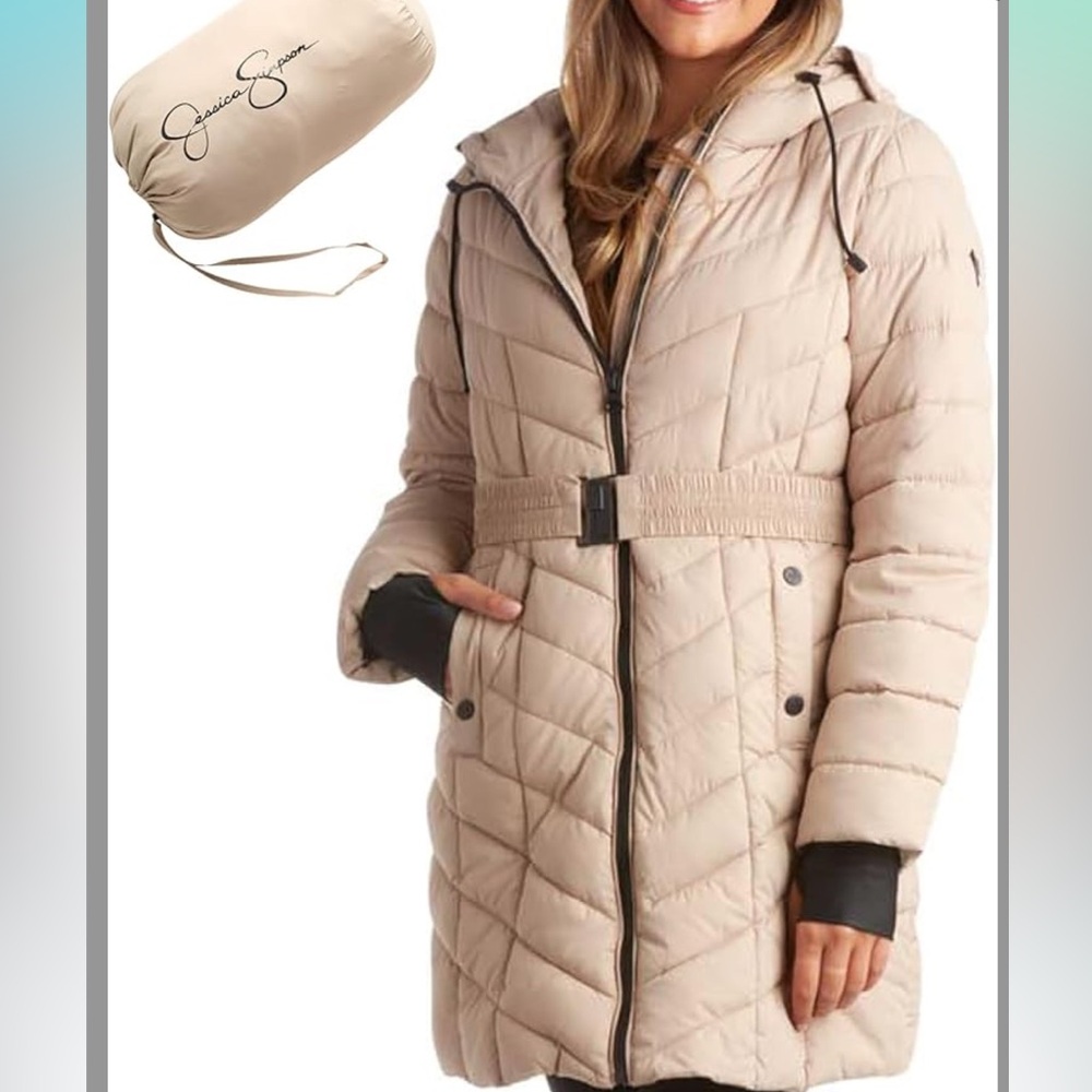 Jessica Simpson Women's Winter Coat - Long Length Packable Quilted Puffer Jacket